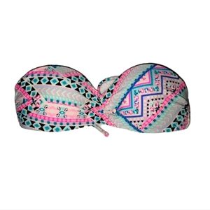 OP - Ocean Pacific Pink & Blue Aztec/Tribal Bikini Top Size Medium